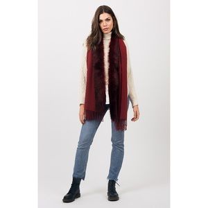 Pia Rossini Natalia Berry Red Faux Fur Trim Scarf